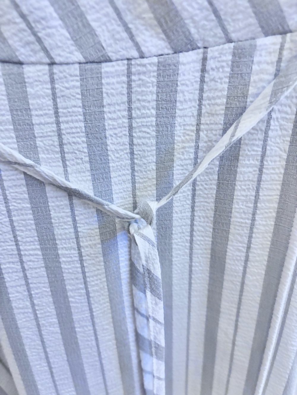 Calvin Klein Striped Faux-Wrap Maxi Dress in White and Light Gray - Picture 3 of 9